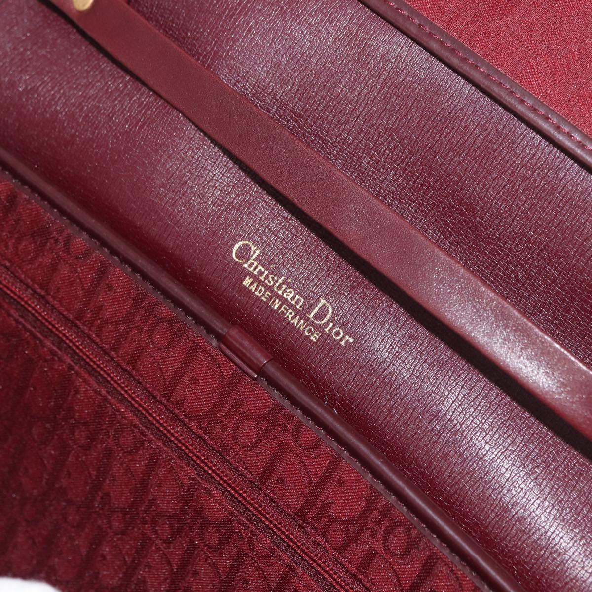 Christian Dior Trotter Canvas Shoulder Bag Bordeaux Gold Auth BA12801A