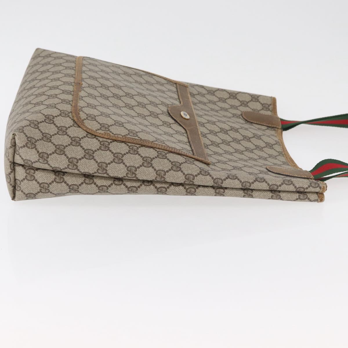 GUCCI GG Supreme Web Sherry Line Tote Bag PVC Beige 39 02 003 Auth BA12802