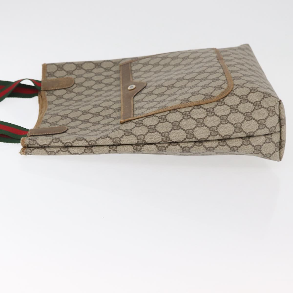 GUCCI GG Supreme Web Sherry Line Tote Bag PVC Beige 39 02 003 Auth BA12802