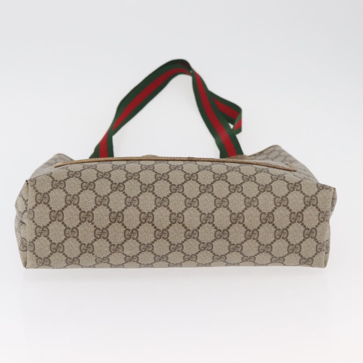 GUCCI GG Supreme Web Sherry Line Tote Bag PVC Beige 39 02 003 Auth BA12802
