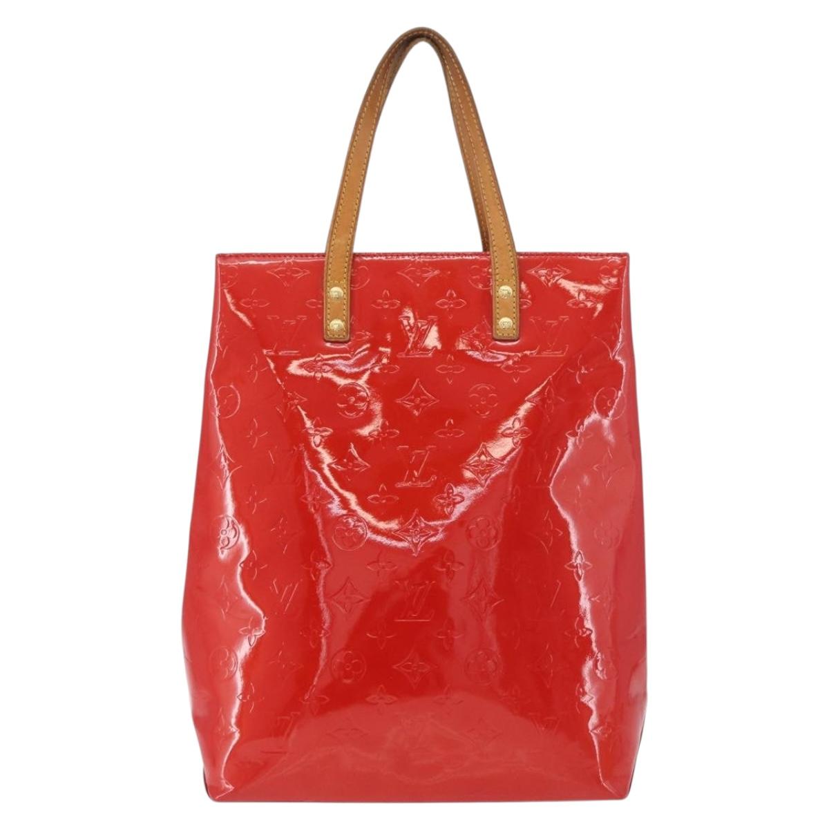 LOUIS VUITTON Monogram Vernis Reade MM Hand Bag Red Rouge M91086 LV Auth BA12808