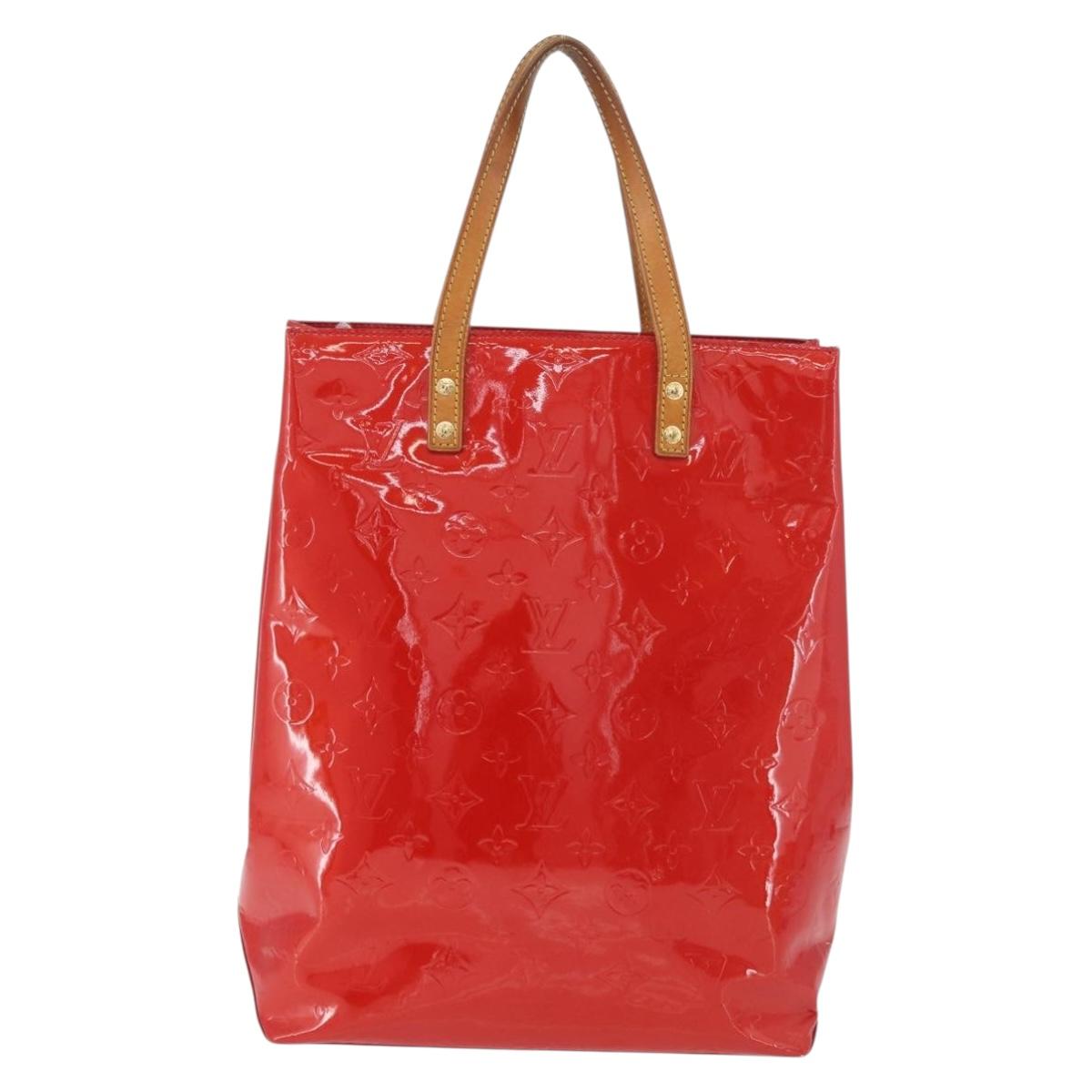 LOUIS VUITTON Monogram Vernis Reade MM Hand Bag Red Rouge M91086 LV Auth BA12808