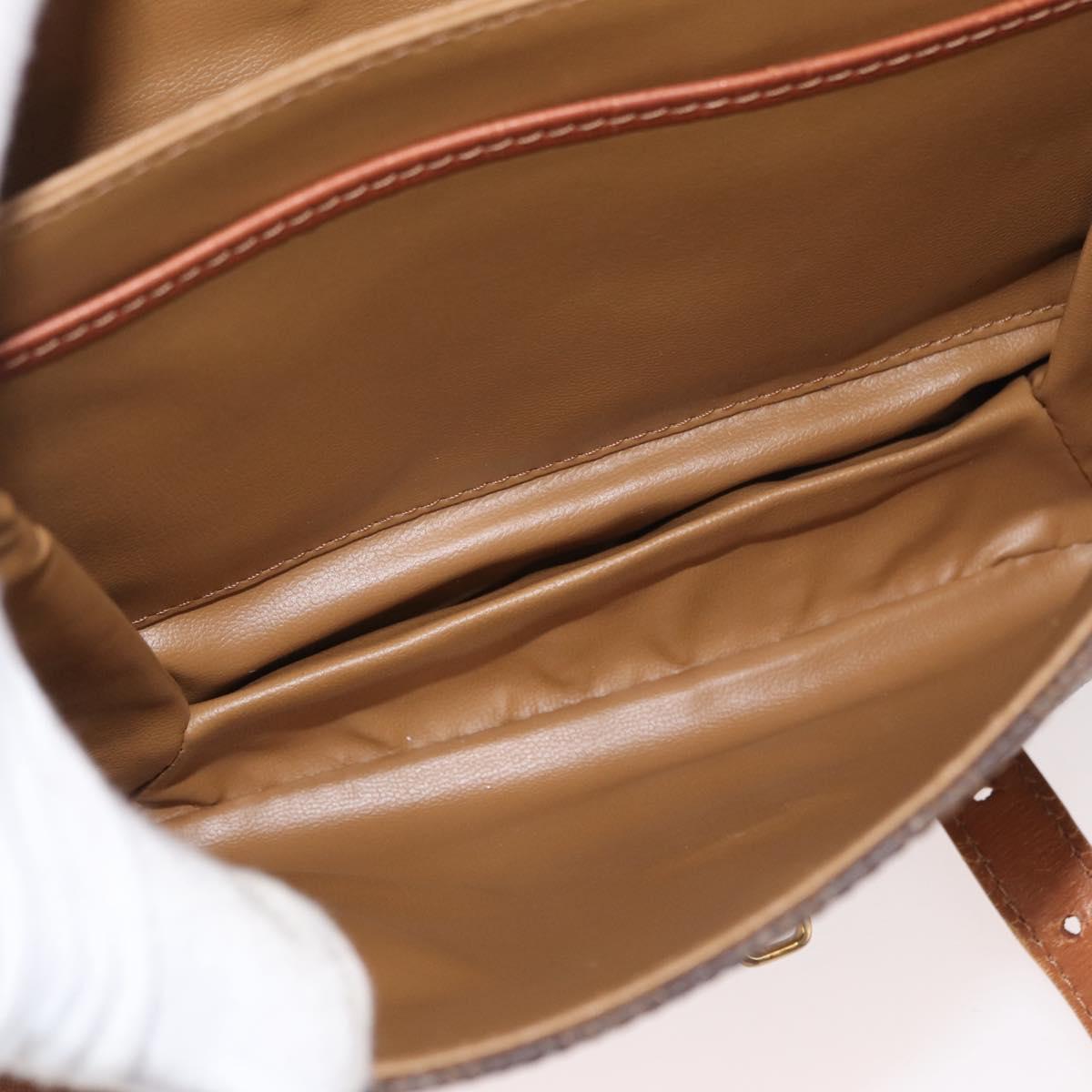 CELINE Macadam Canvas Shoulder Bag PVC Leather Brown Gold Auth BA12811
