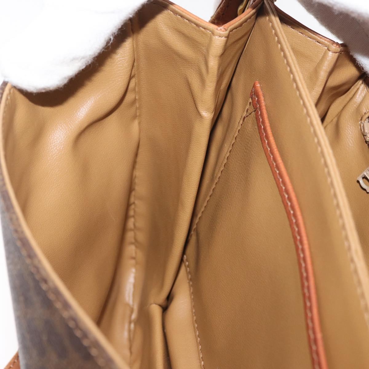 CELINE Macadam Canvas Shoulder Bag PVC Leather Brown Gold Auth BA12811