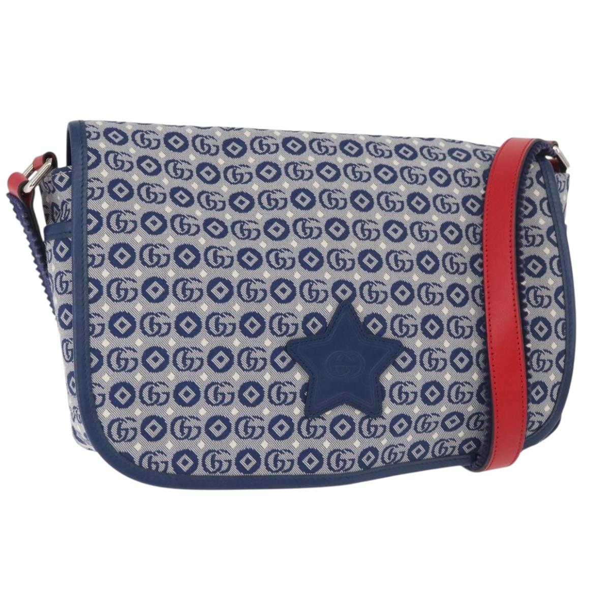 GUCCI Children's Shoulder Bag Canvas Silver Blue 664143 Auth BA12815