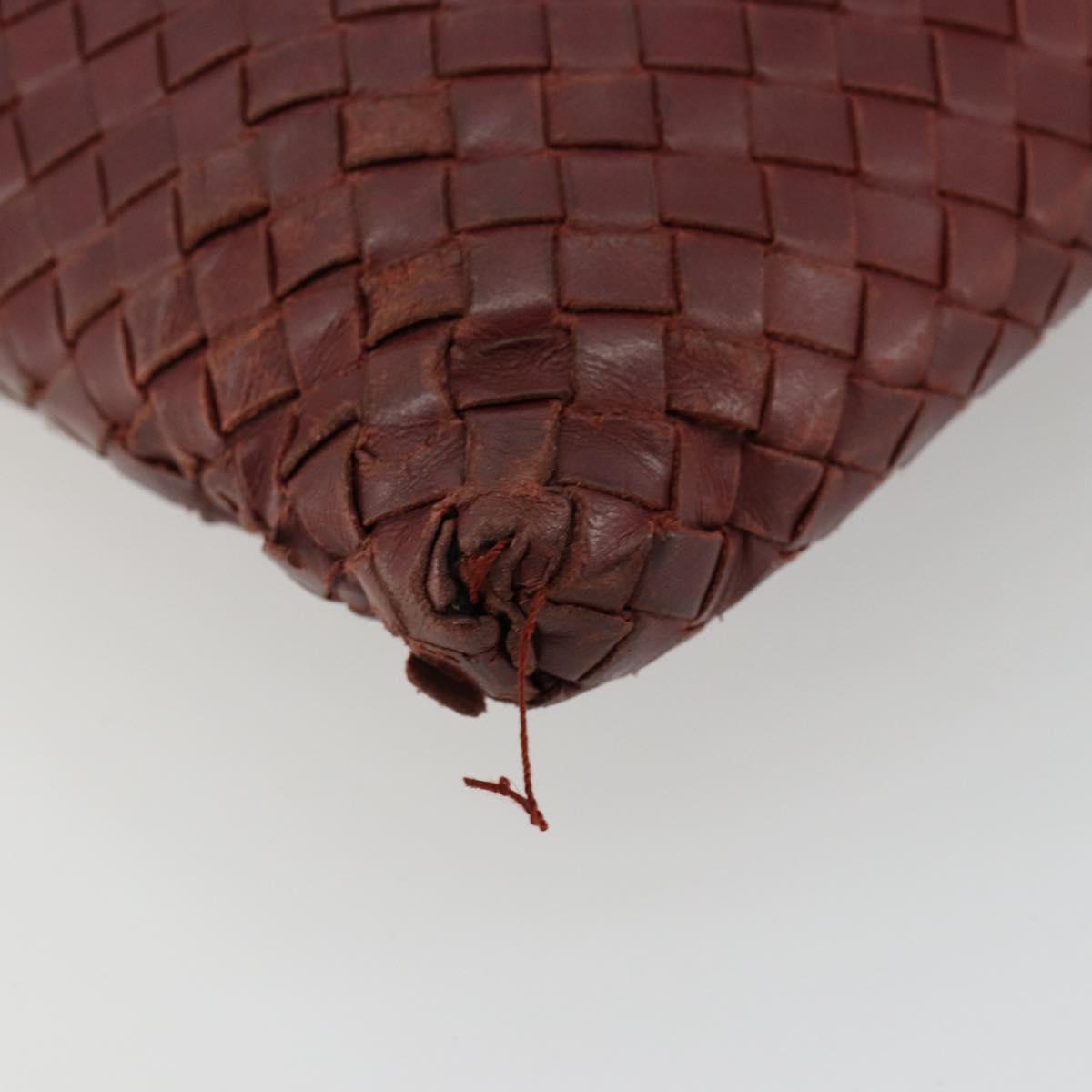 BOTTEGA VENETA INTRECCIATO Bag Leather Bordeaux Silver 276357 Auth BA12816