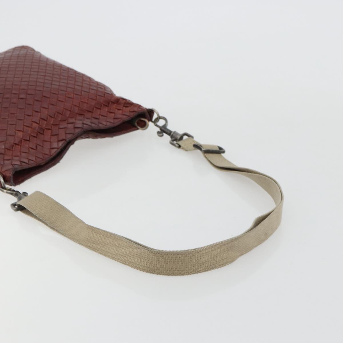 BOTTEGA VENETA INTRECCIATO Bag Leather Bordeaux Silver 276357 Auth BA12816