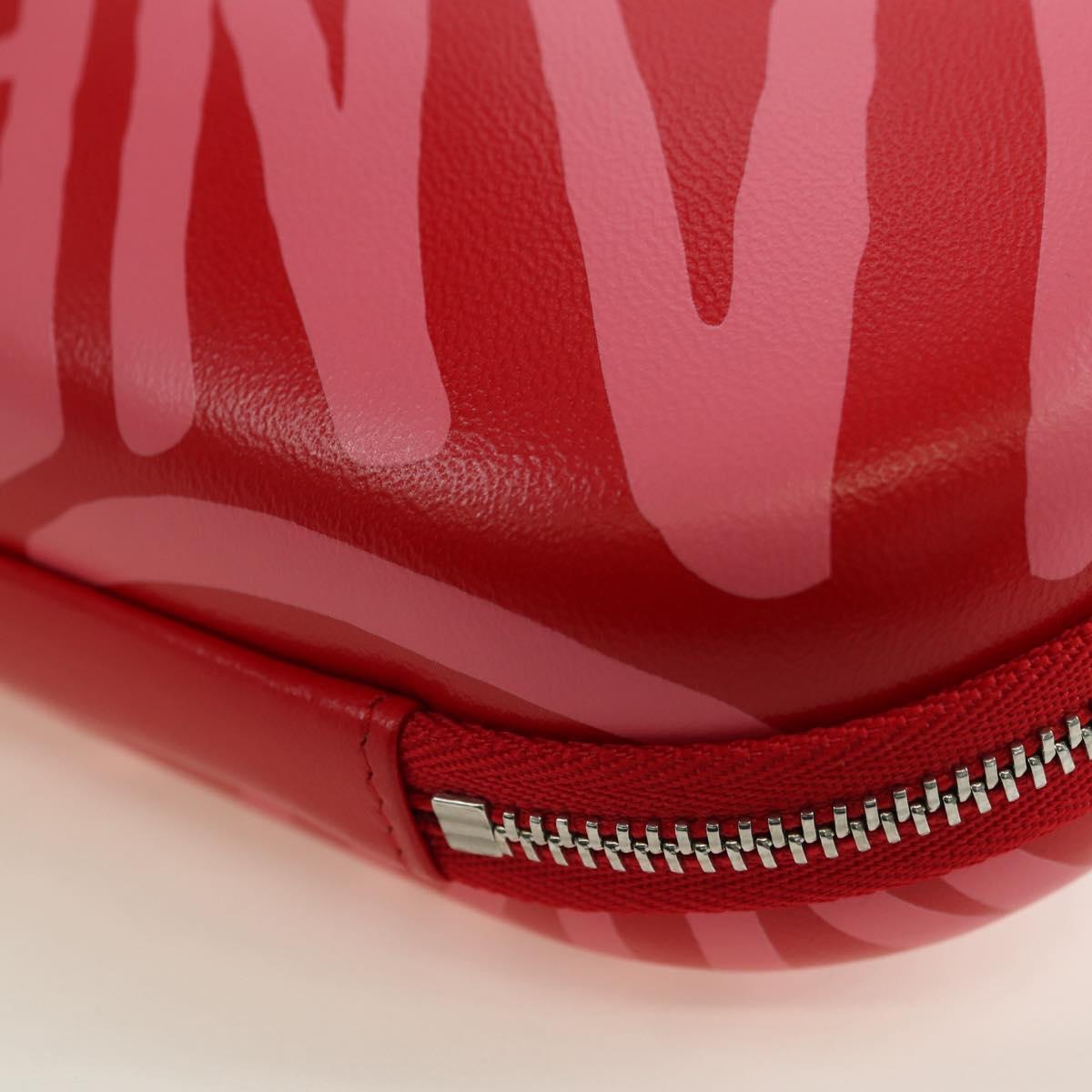 CHANEL Chain Pouch Shoulder Bag Leather Red Silver CC Auth BA12817SAM