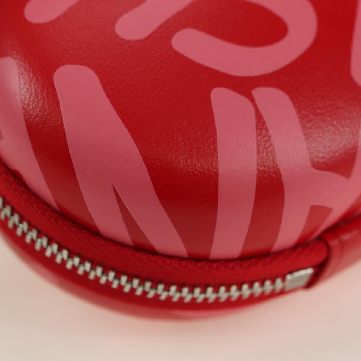 CHANEL Chain Pouch Shoulder Bag Leather Red Silver CC Auth BA12817SAM