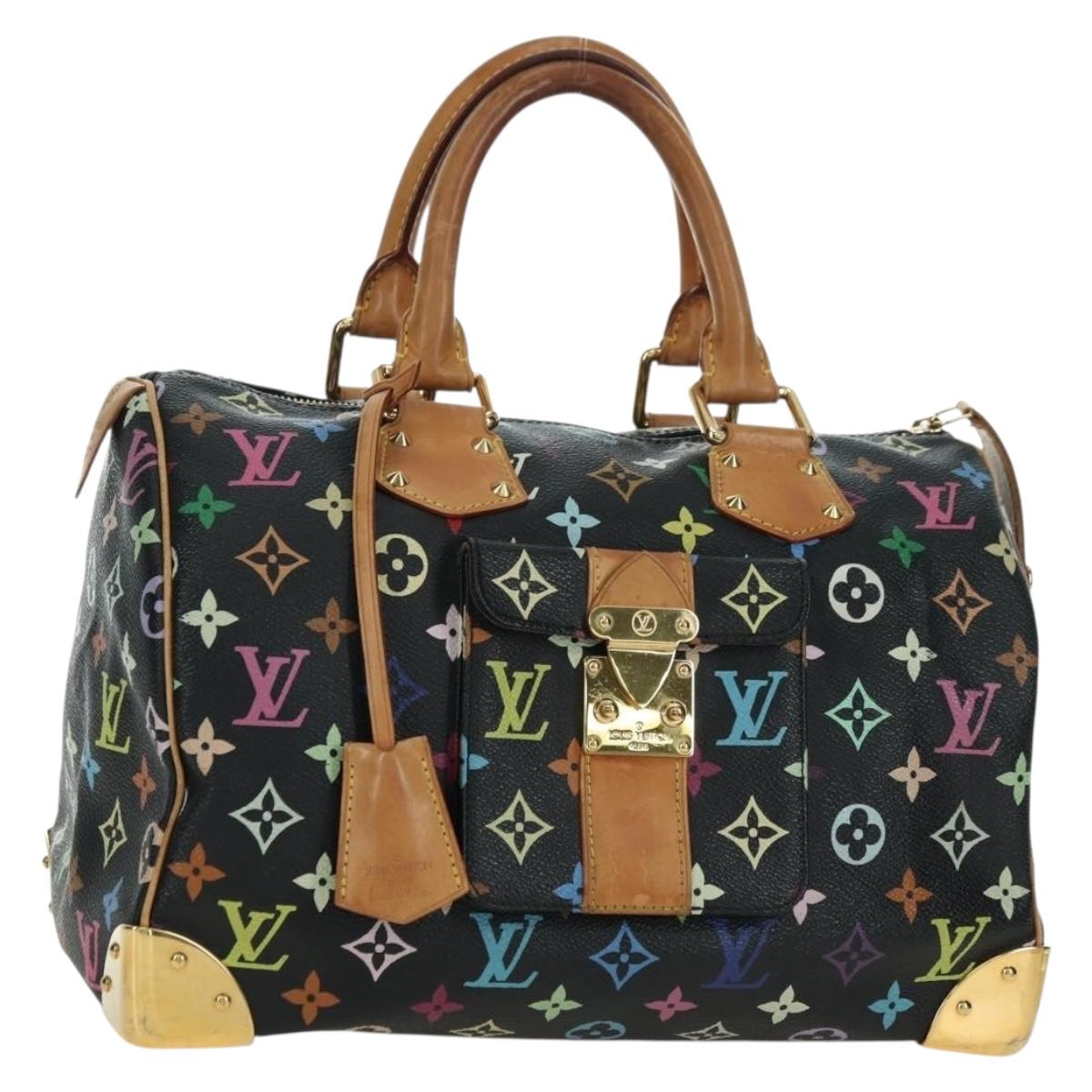 LOUIS VUITTON Monogram Multicolor Speedy 30 Hand Bag Black M92642 Auth BA12818V