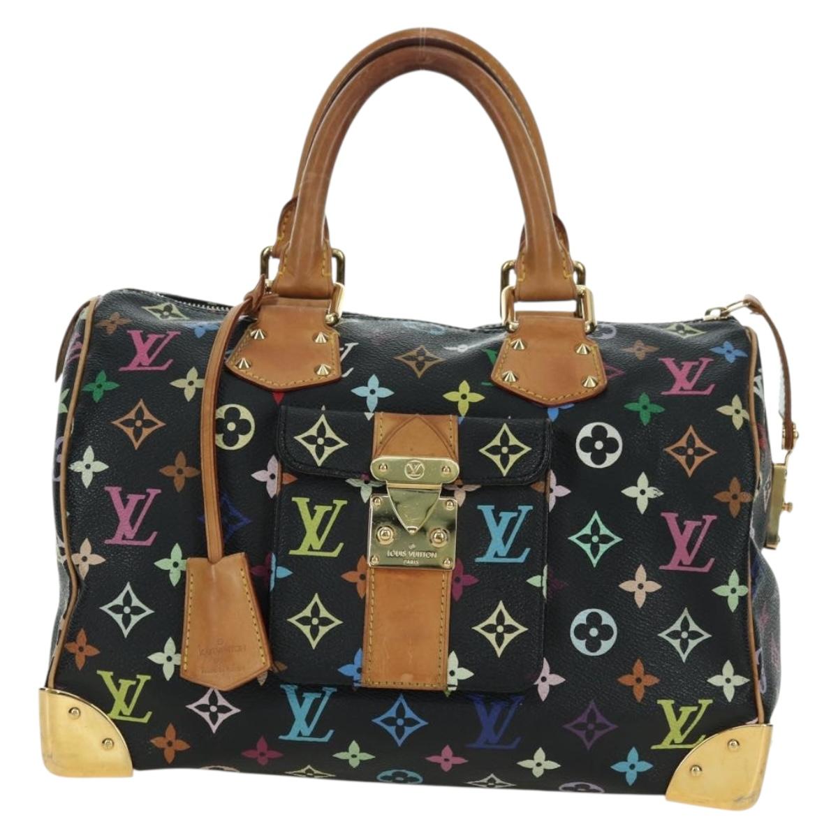LOUIS VUITTON Monogram Multicolor Speedy 30 Hand Bag Black M92642 Auth BA12818V
