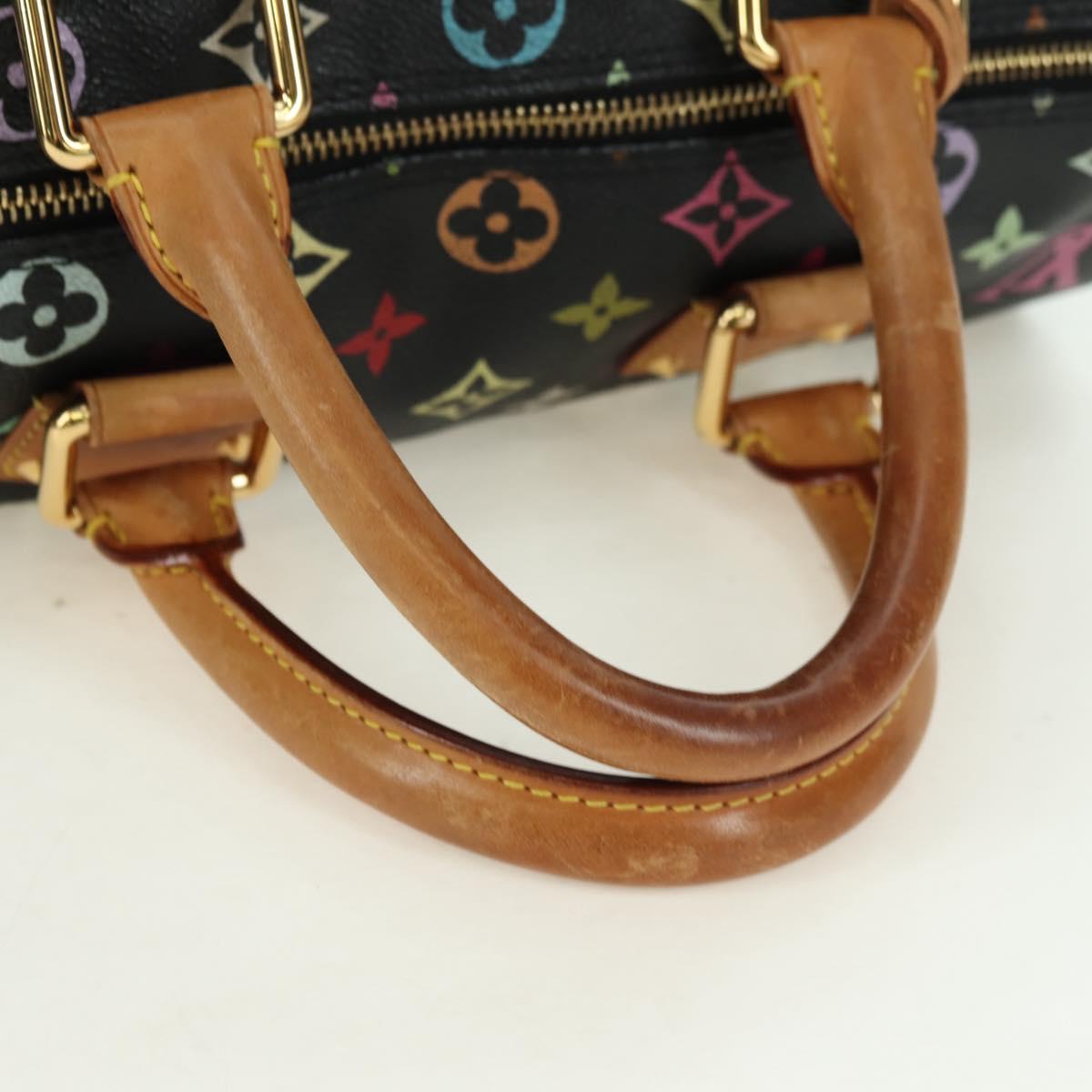 LOUIS VUITTON Monogram Multicolor Speedy 30 Hand Bag Black M92642 Auth BA12818V