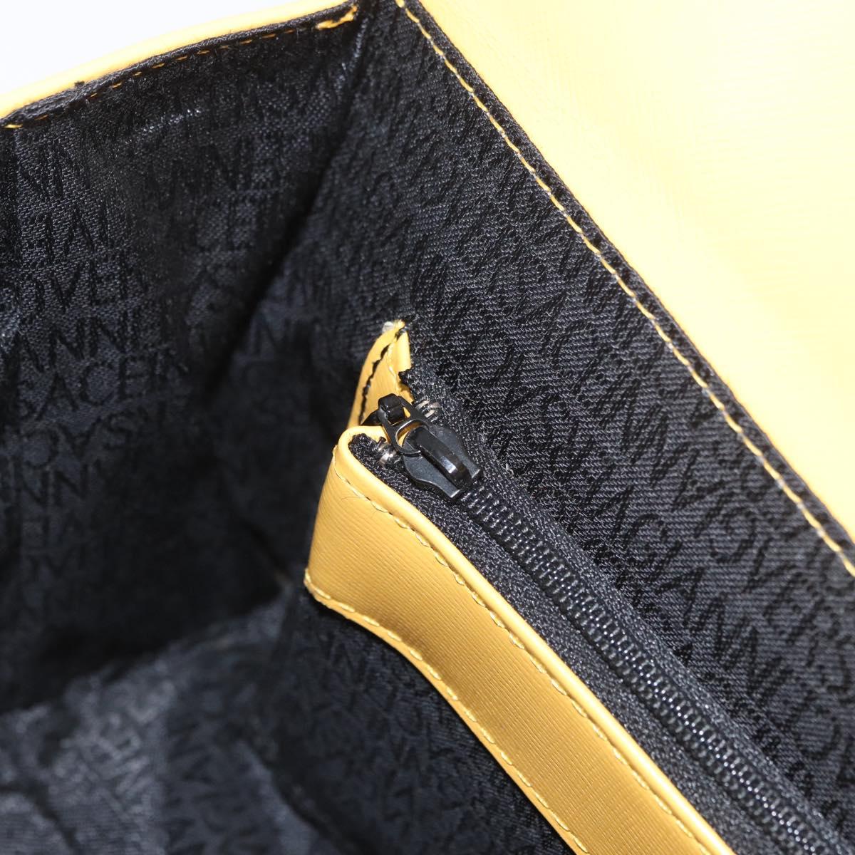 Gianni Versace Vanity Hand Bag Leather Yellow Gold Auth BA12828