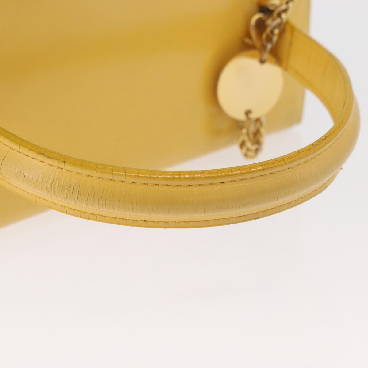 Gianni Versace Vanity Hand Bag Leather Yellow Gold Auth BA12828