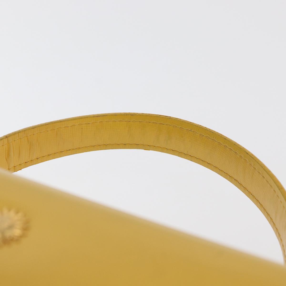 Gianni Versace Vanity Hand Bag Leather Yellow Gold Auth BA12828
