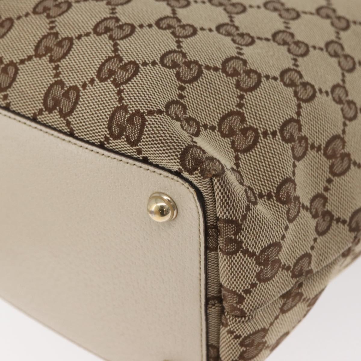 GUCCI GG Canvas Tote Bag Beige Gold 120836 Auth BA12830