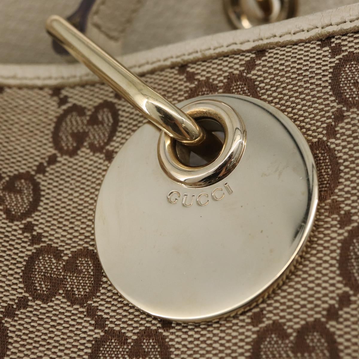 GUCCI GG Canvas Tote Bag Beige Gold 120836 Auth BA12830