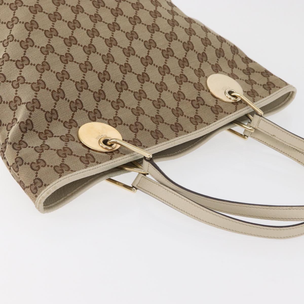 GUCCI GG Canvas Tote Bag Beige Gold 120836 Auth BA12830