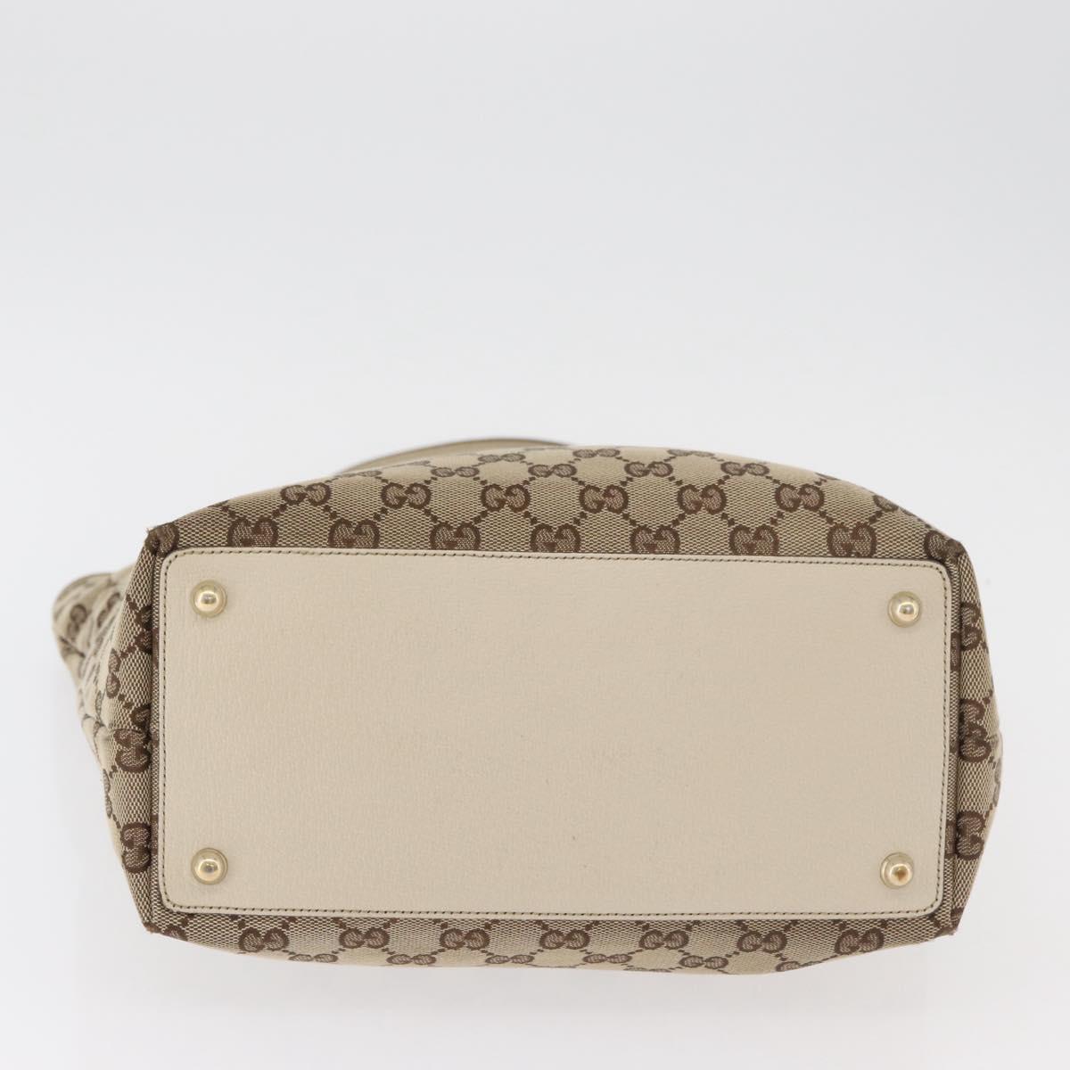 GUCCI GG Canvas Tote Bag Beige Gold 120836 Auth BA12830