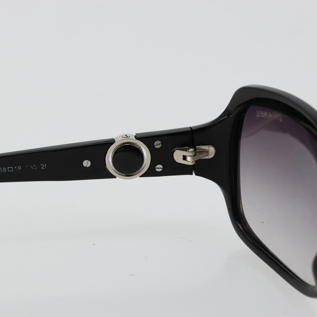 CHANEL COCO Mark Sunglasses plastic Black CC Auth BA12836