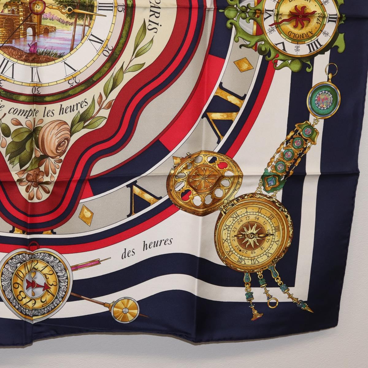 HERMES Carre 90 Scarf ""Parmi les Fleurs Je Compte les Heures"" Auth BA12837V