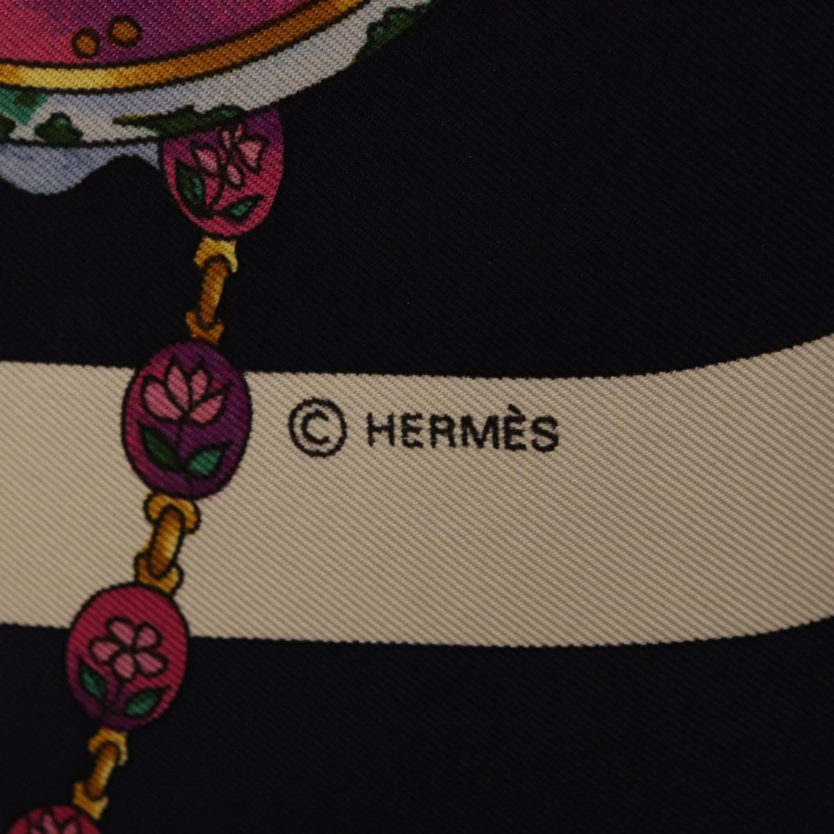 HERMES Carre 90 Scarf ""Parmi les Fleurs Je Compte les Heures"" Auth BA12837V