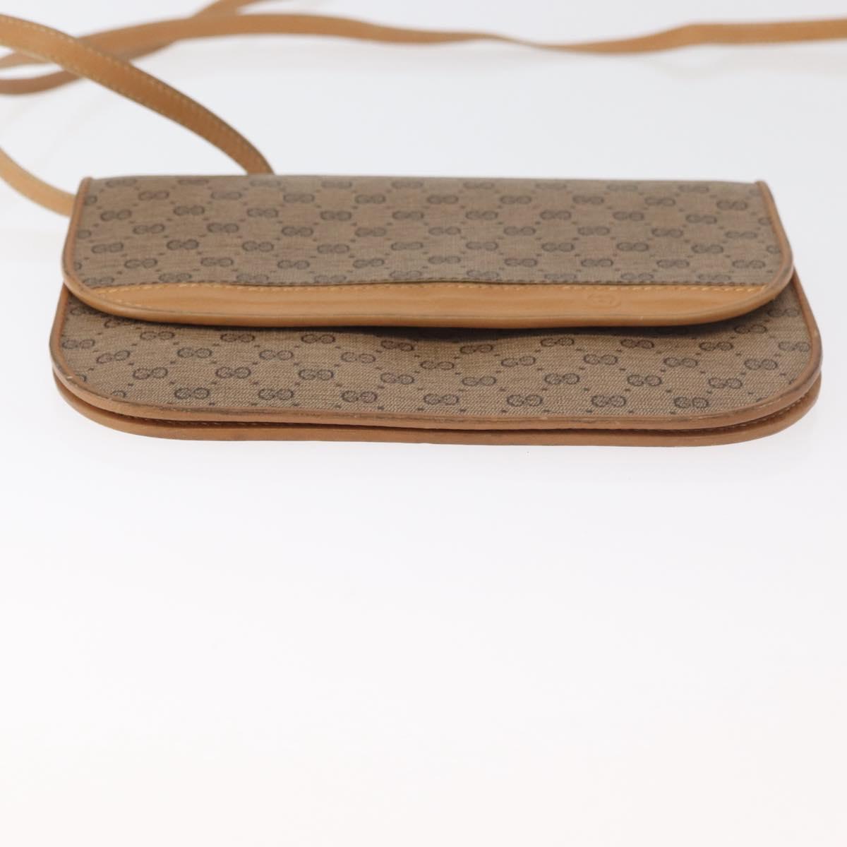 GUCCI Micro GG Supreme Shoulder Bag PVC Beige Gold Auth BA12843