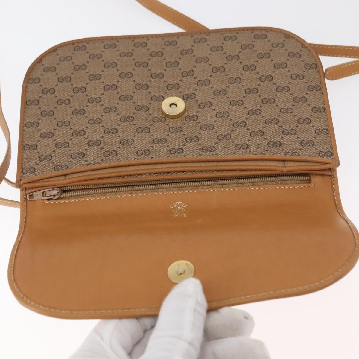 GUCCI Micro GG Supreme Shoulder Bag PVC Beige Gold Auth BA12843