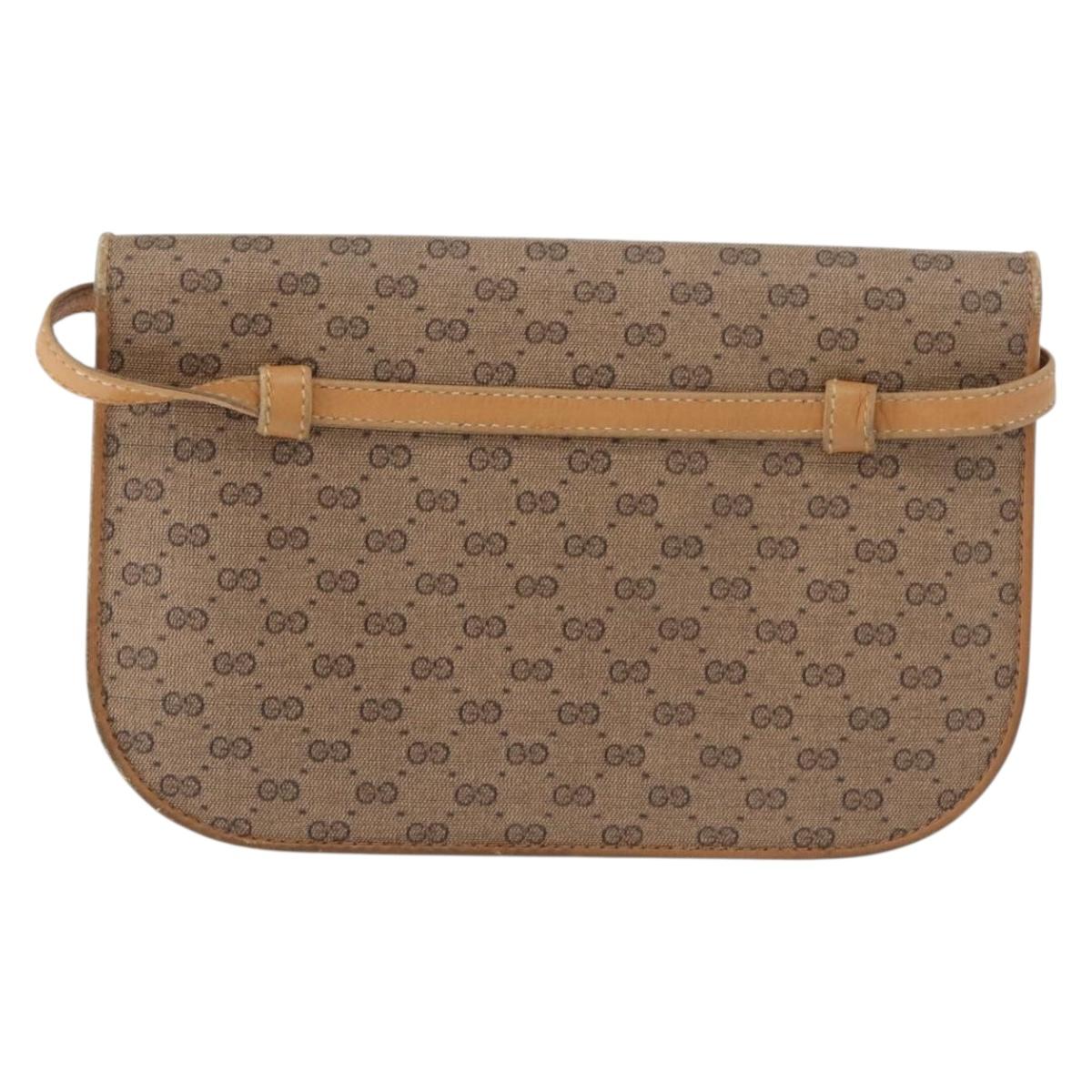 GUCCI Micro GG Supreme Shoulder Bag PVC Beige Gold Auth BA12843