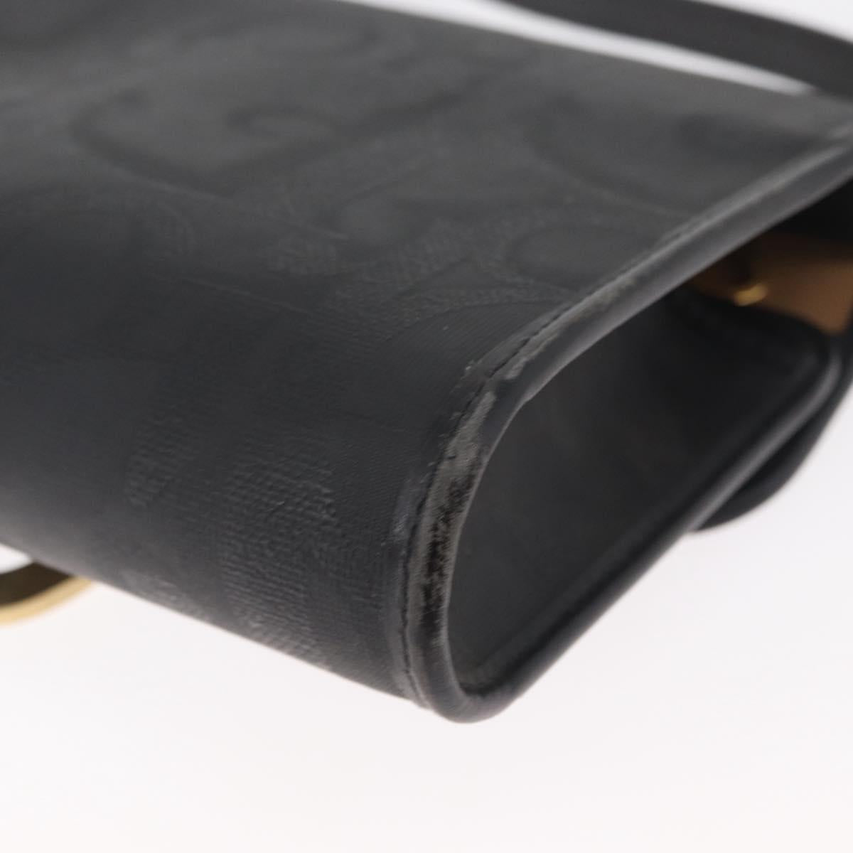 Christian Dior Trotter Canvas Shoulder Bag PVC Black Gold Auth BA12845A