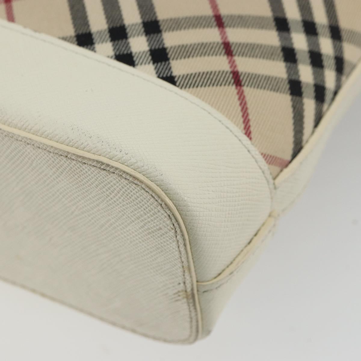 BURBERRY Nova Check Shoulder Bag Canvas Beige Silver Auth BA12846