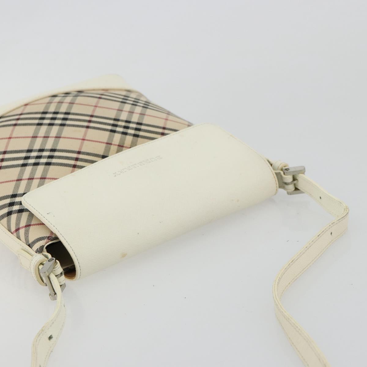 BURBERRY Nova Check Shoulder Bag Canvas Beige Silver Auth BA12846
