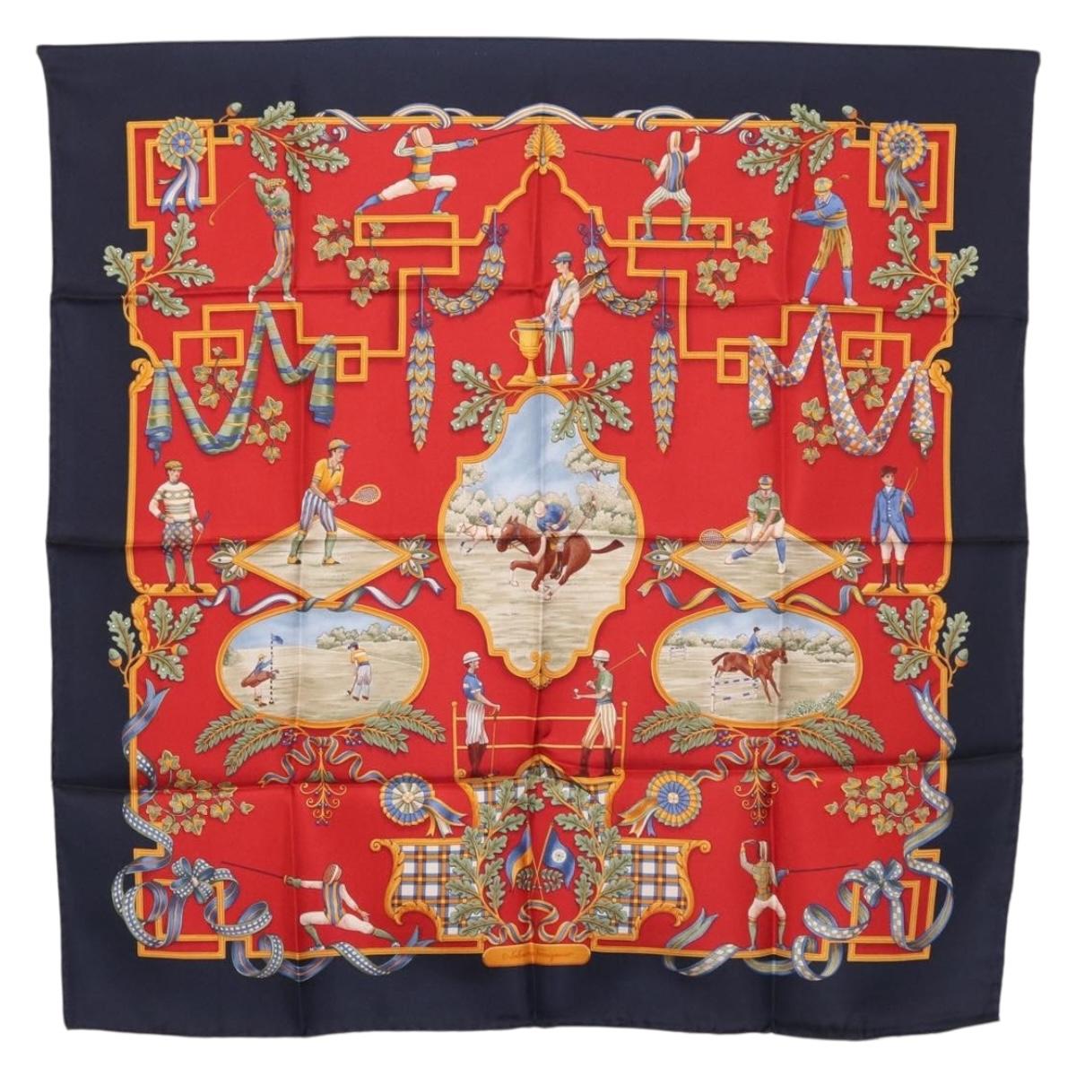 Salvatore Ferragamo Scarf Silk Navy Auth BA12848A