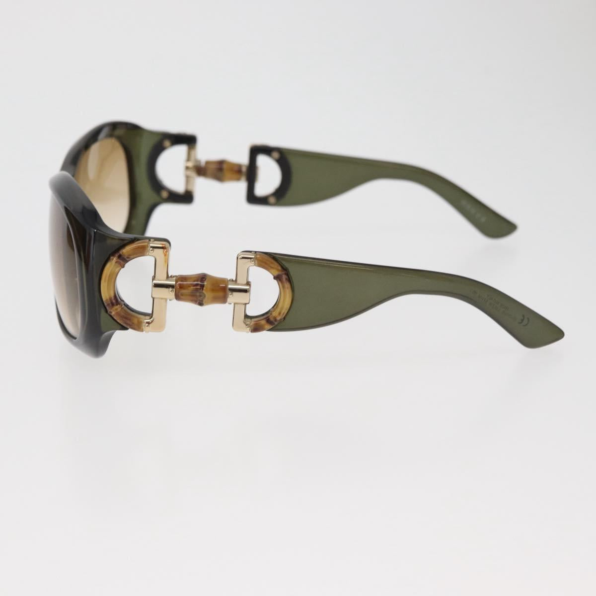 GUCCI Bamboo Horsebit Sunglasses plastic Green Auth BA12852