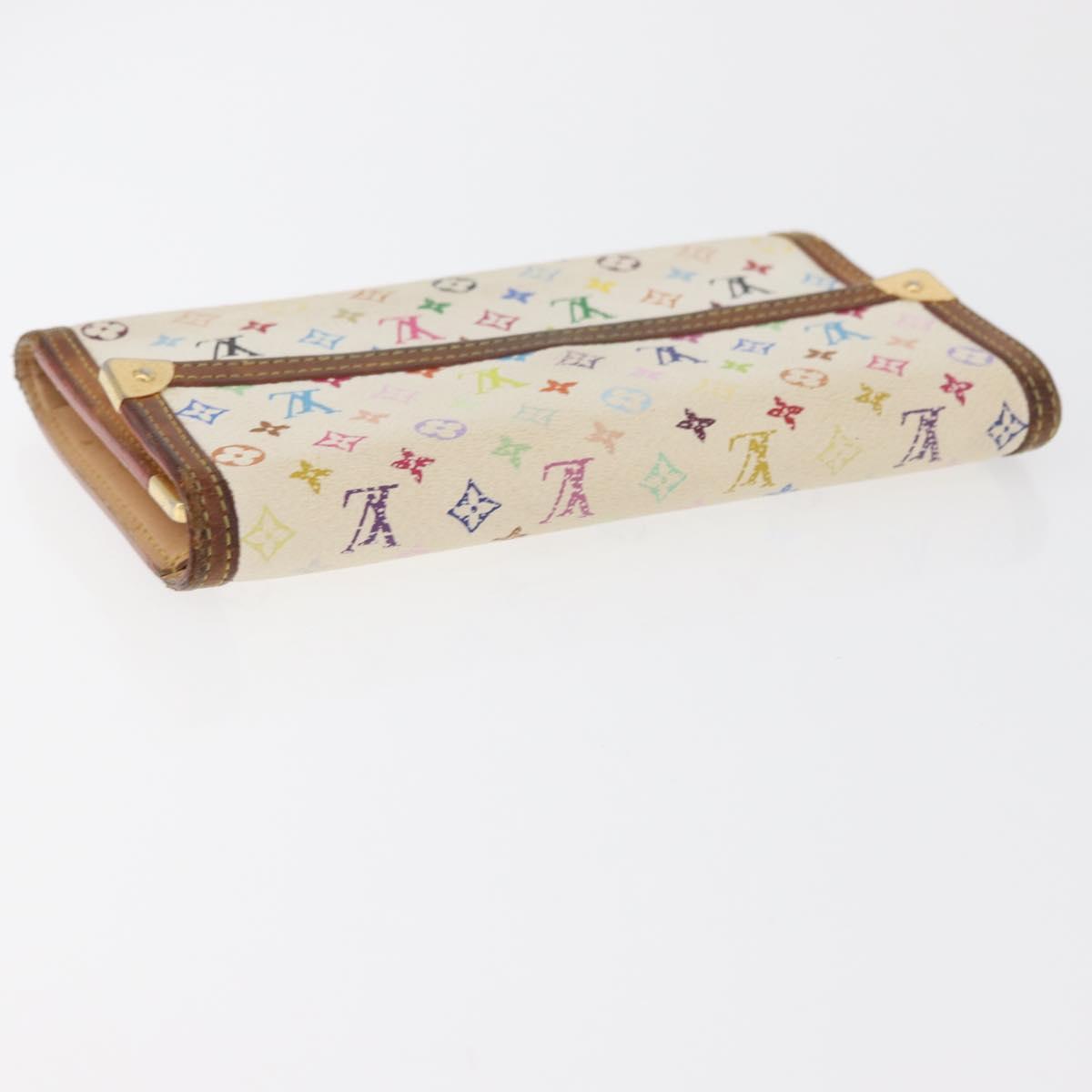 LOUIS VUITTON Monogram Multicolor Wallet 2 Set White LV Auth BA12853