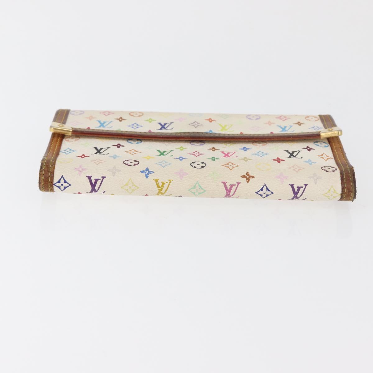 LOUIS VUITTON Monogram Multicolor Wallet 2 Set White LV Auth BA12853