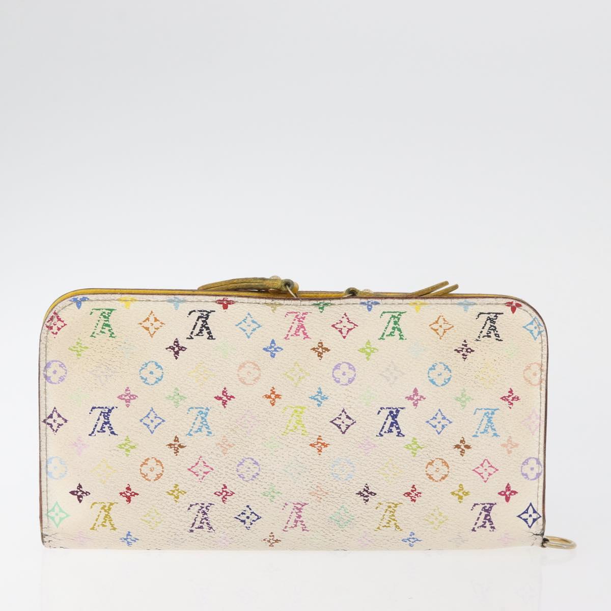 LOUIS VUITTON Monogram Multicolor Wallet 2 Set White LV Auth BA12853