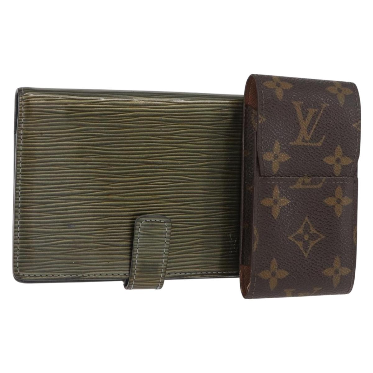 LOUIS VUITTON Epi Monogram Day Planner Cover 2 Set Green LV Auth BA12854