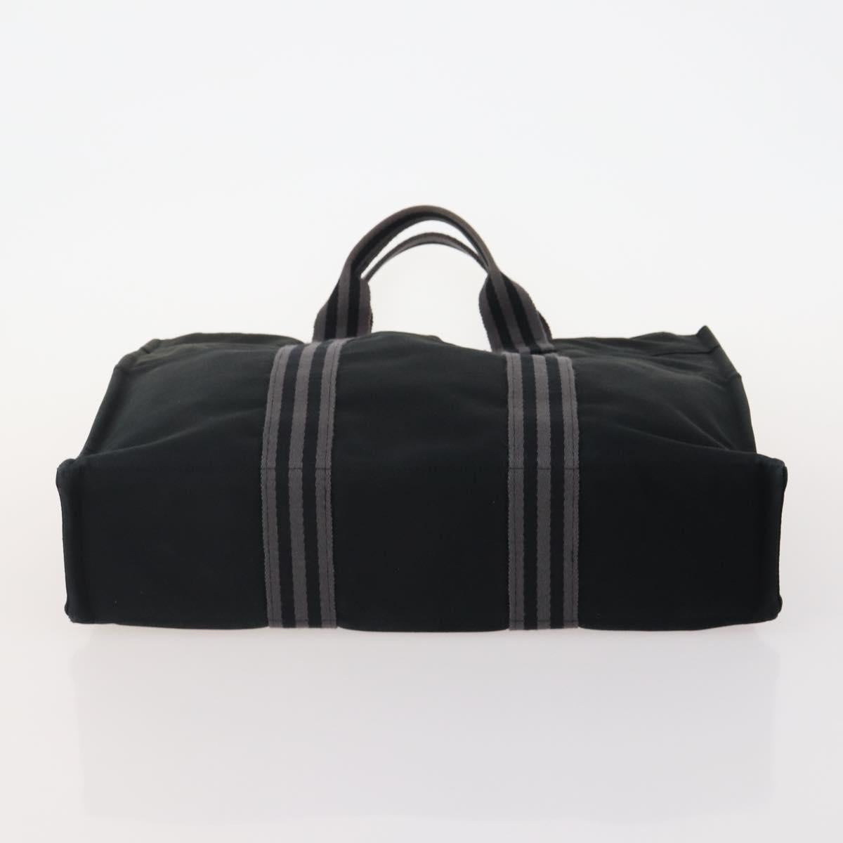 HERMES Fourre Tout MM Hand Bag Canvas 3 Set Navy Black Red Auth BA12857