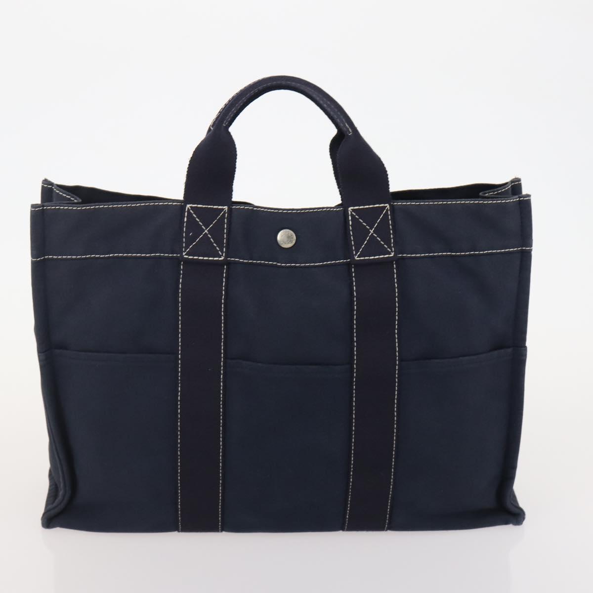 HERMES Fourre Tout MM Hand Bag Canvas 3 Set Navy Black Red Auth BA12857