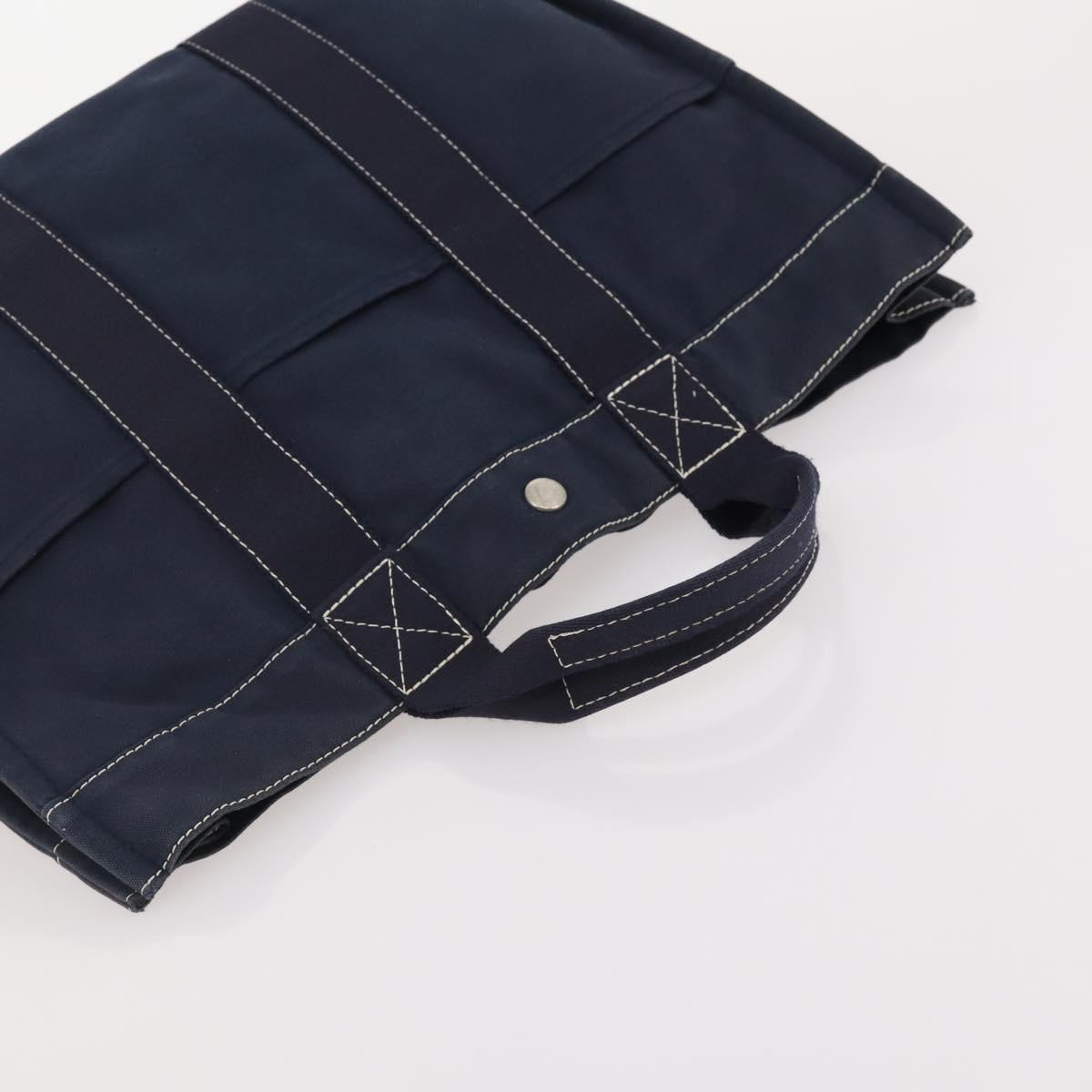HERMES Fourre Tout MM Hand Bag Canvas 3 Set Navy Black Red Auth BA12857