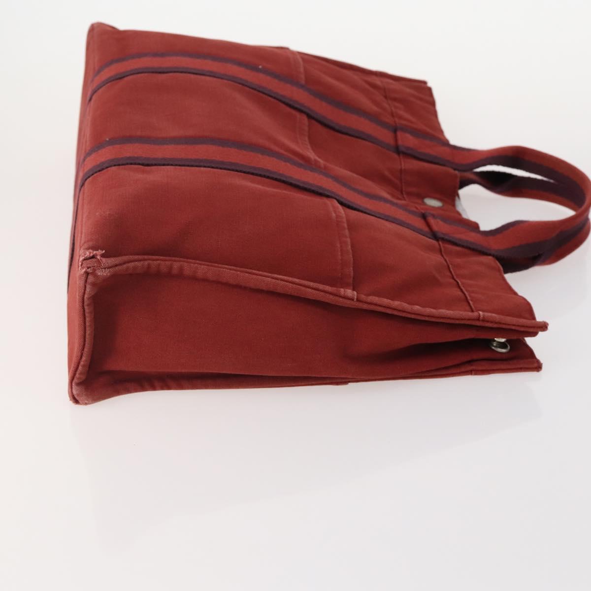 HERMES Fourre Tout MM Hand Bag Canvas 3 Set Navy Black Red Auth BA12857