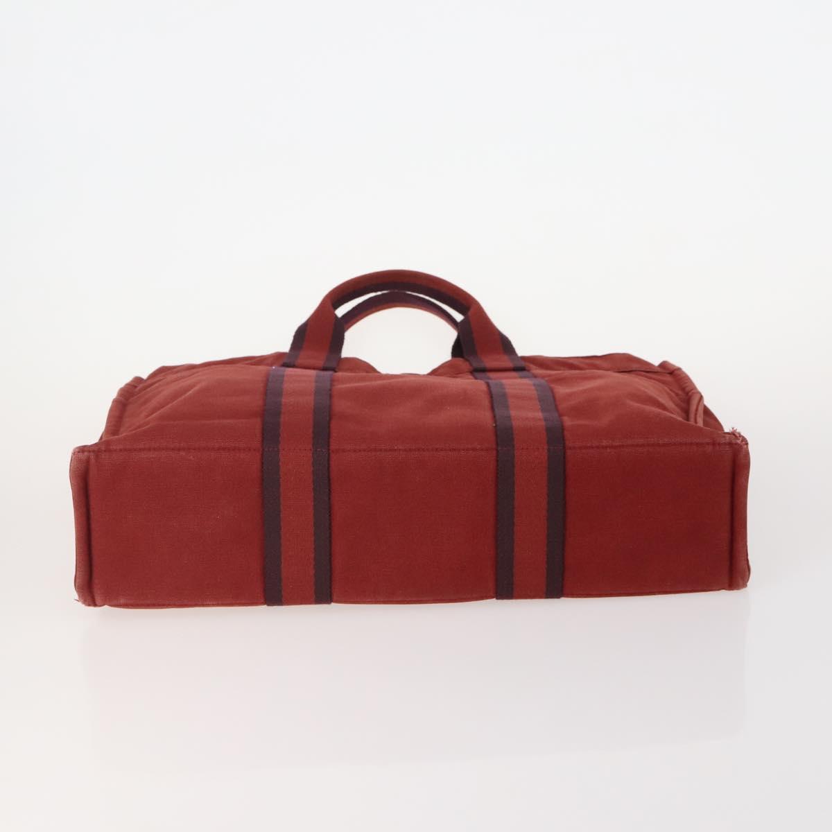 HERMES Fourre Tout MM Hand Bag Canvas 3 Set Navy Black Red Auth BA12857