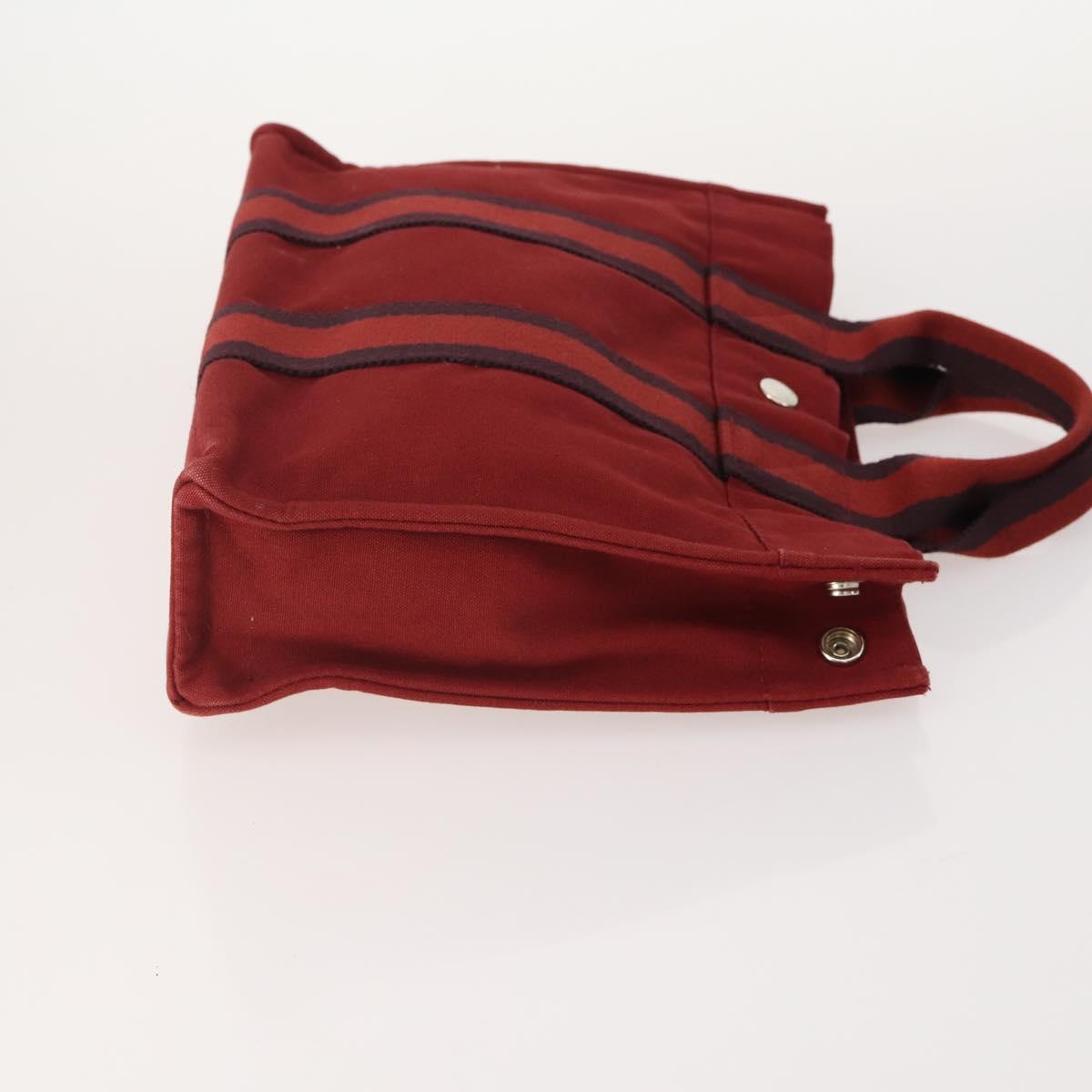 HERMES Fourre Tout PM Hand Bag Canvas 4 Set Gray Red Navy Auth BA12858