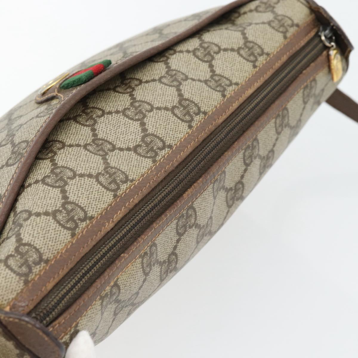 GUCCI GG Supreme Web Sherry Line Bag PVC Beige Gold 89 02 077 Auth BA12879