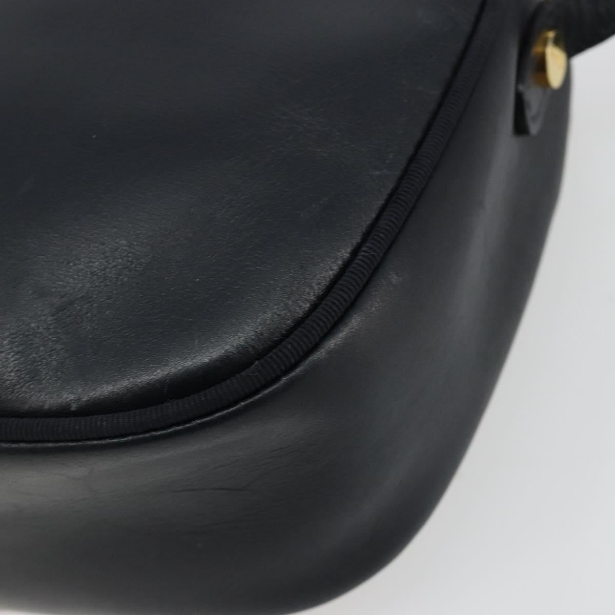 Salvatore Ferragamo Vala Shoulder Bag Leather Navy Gold Auth BA12880