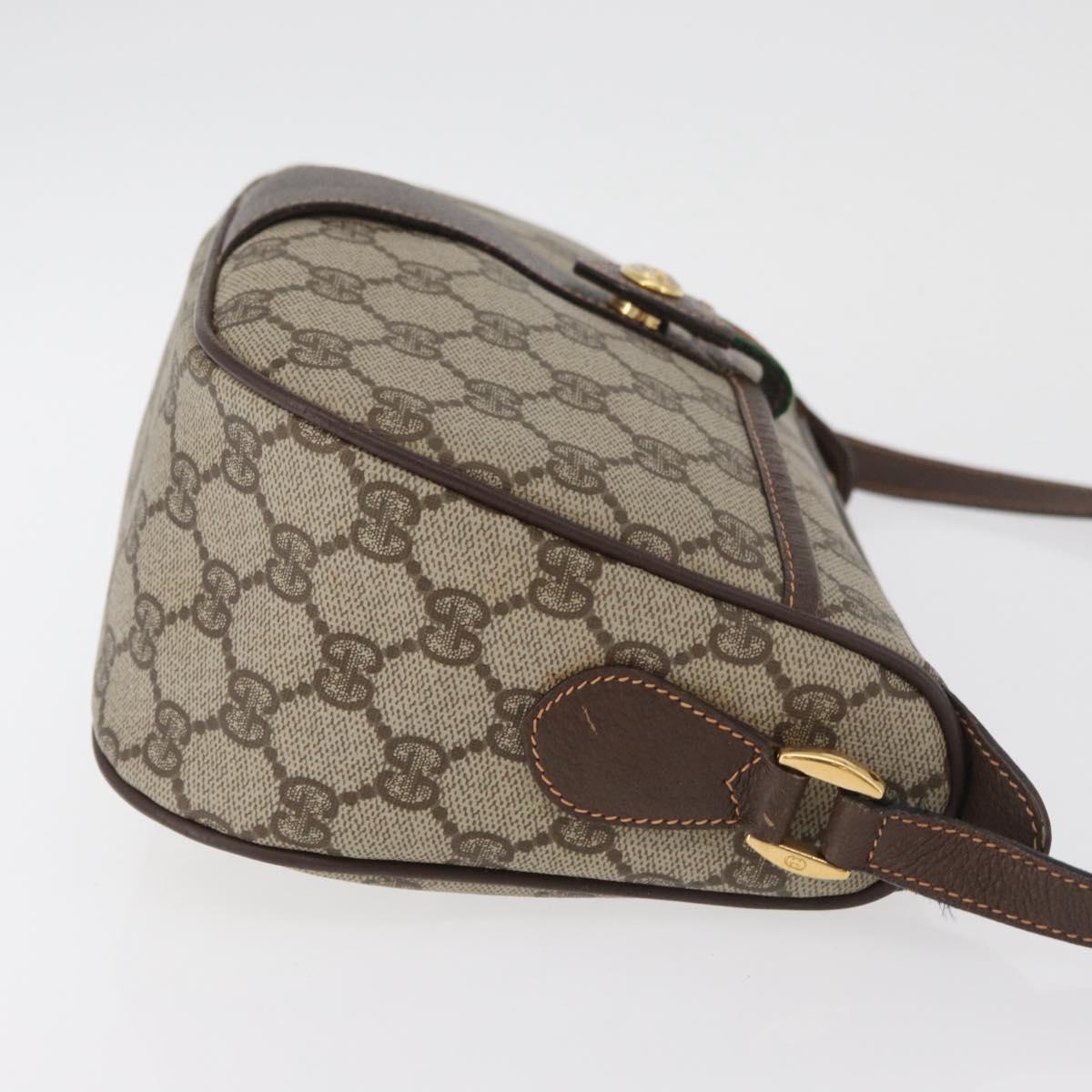 GUCCI GG Supreme Web Sherry Line Bag PVC Beige Gold 89 02 032 Auth BA12881