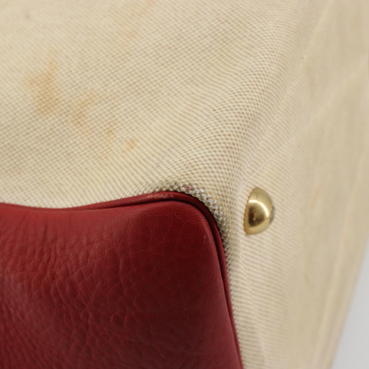 HERMES Victoria 43 Hand Bag Coated Canvas Beige Auth BA12885