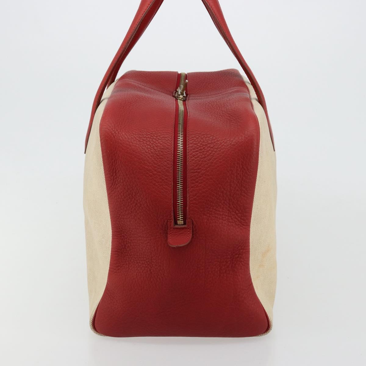 HERMES Victoria 43 Hand Bag Coated Canvas Beige Auth BA12885