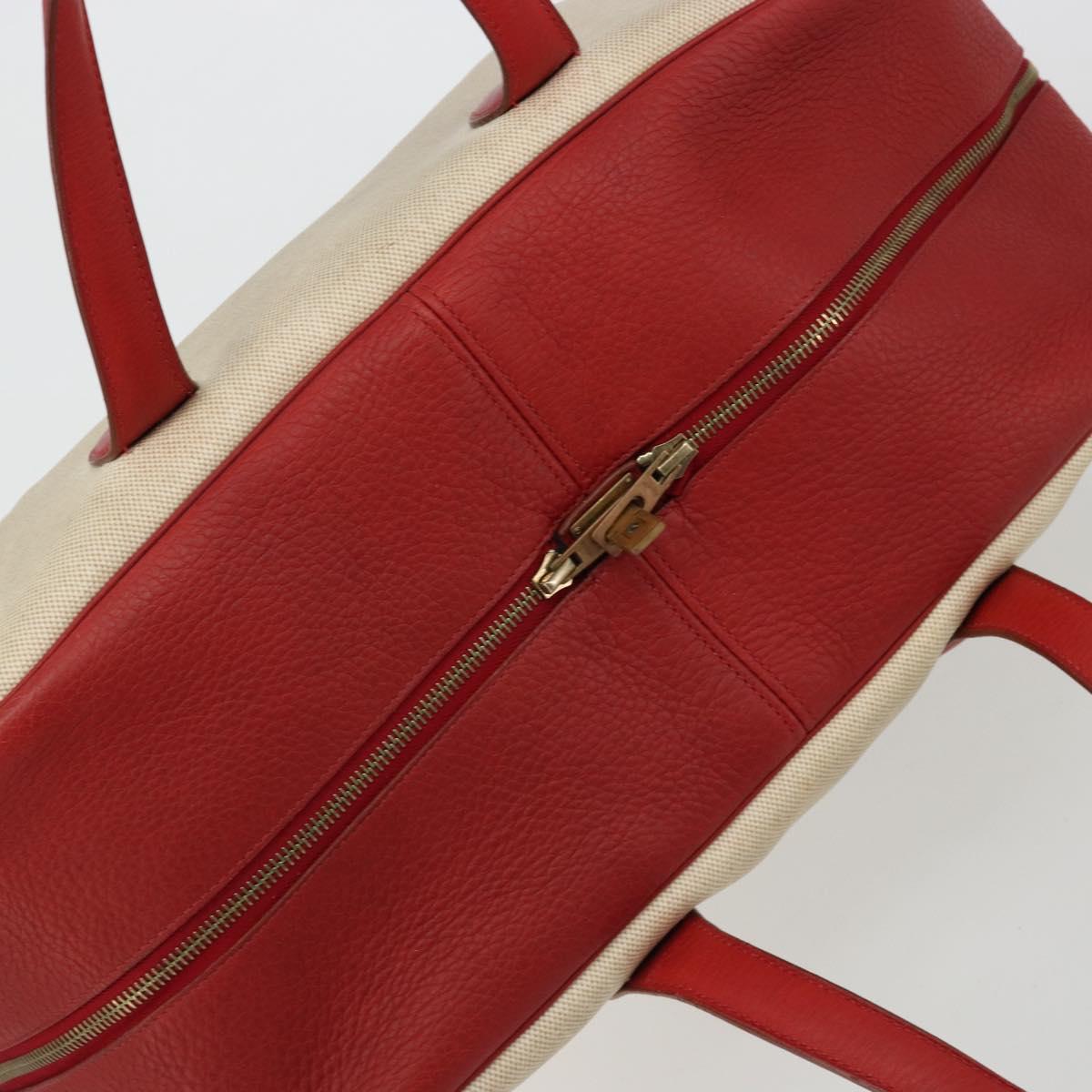 HERMES Victoria 43 Hand Bag Coated Canvas Beige Auth BA12885